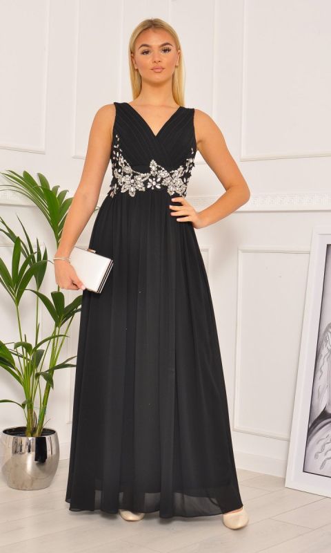 M&M - Elegancka długa suknia w kolorze czarnym Model: PW-3688 - Rozmiar: 36(S)