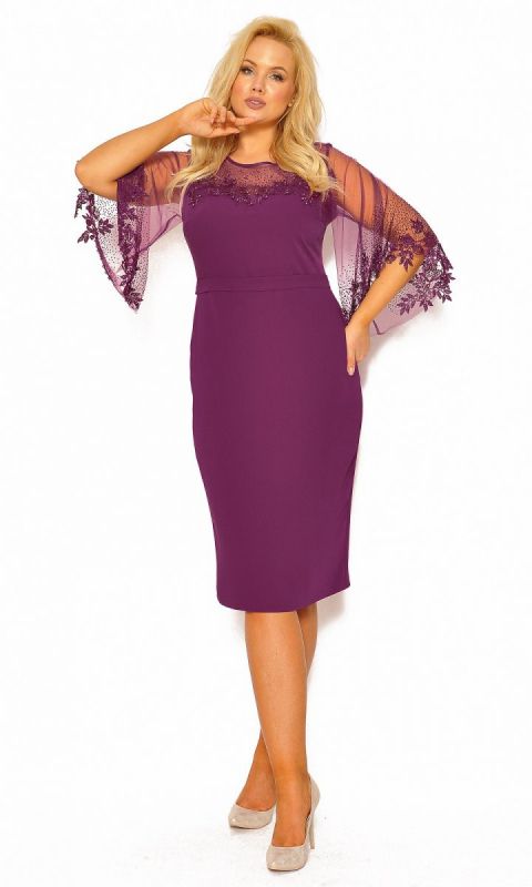 M&M - Elegancka sukienka midi z prostą spódnicą i szerokimi rękawkami Model: CU:6462 - Rozmiar: 42(XL)