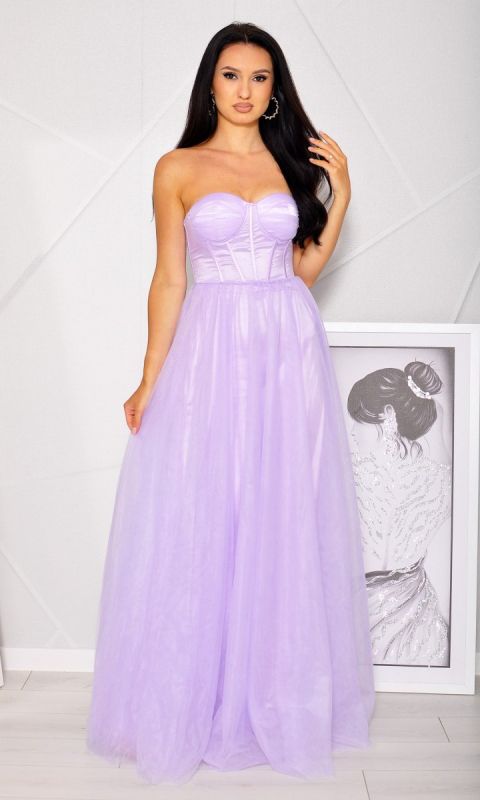 M&M - Gorsetowa sukienka z tiulem w kolorze liliowym .MODEL:IP-8182 - Rozmiar: 36(S)