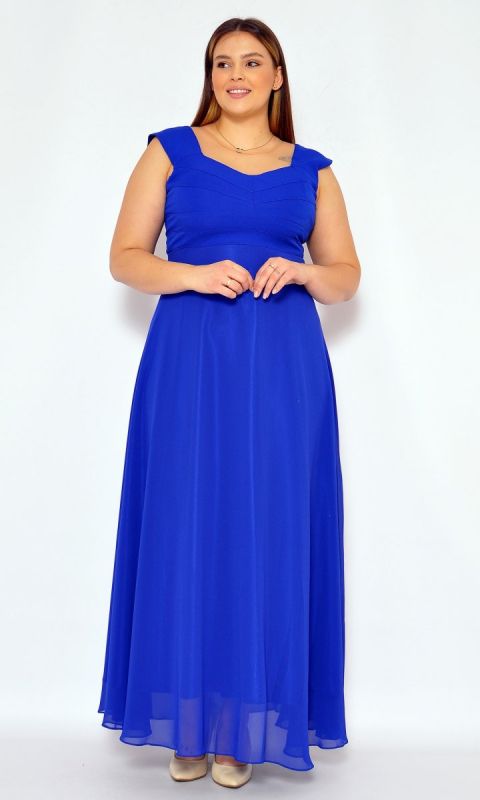 M&M - Sukienka maxi w kolorze szafirowym. MODEL CU-7286 - Rozmiar: 44(XXL)