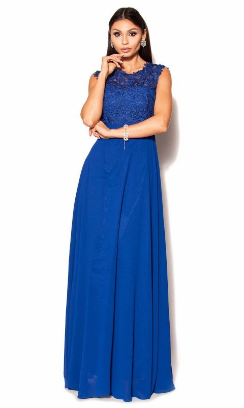 M&M - Sukienka maxi w kolorze szafirowym. Model:IP-2441 - Rozmiar: 36(S)