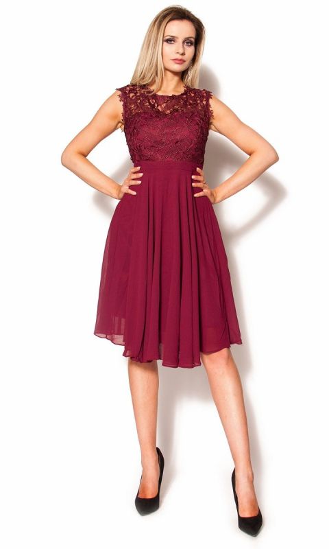 M&M - Zwiewna sukienka w kolorze bordowym. Model: IP-3479 - Rozmiar: 36(S)