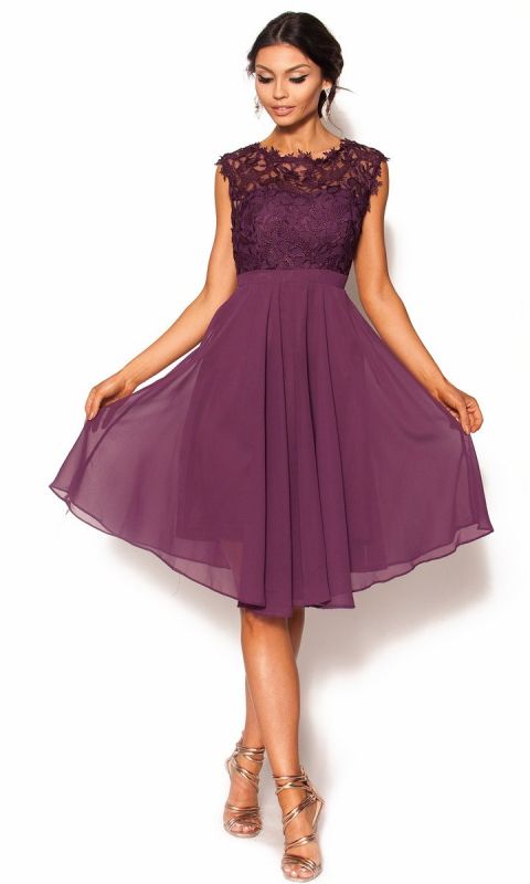 M&M - Zwiewna sukienka w kolorze śliwkowym. Model: IP-3810 - Rozmiar: 36(S)