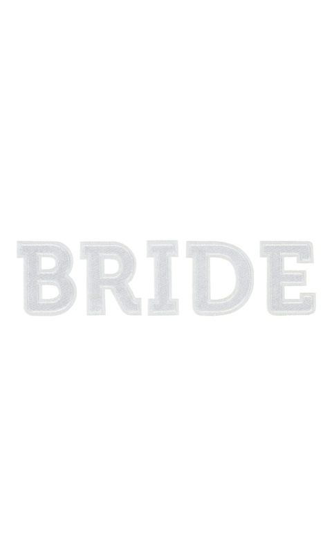 Naprasowanka ślubna BRIDE biała, 24 x 6 cm