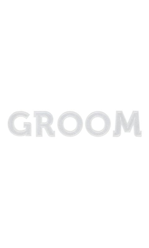 Naprasowanka ślubna GROOM biała, 30 x 6 cm