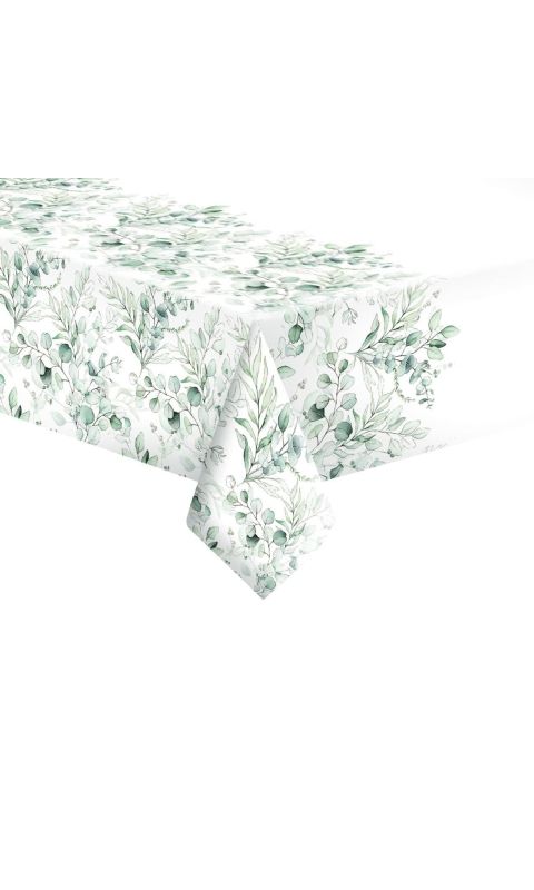 Obrus papierowy biały Eukaliptus, 120x180 cm