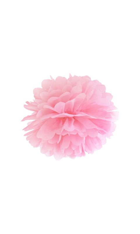 Pompon bibułowy jasny różowy, 35 cm