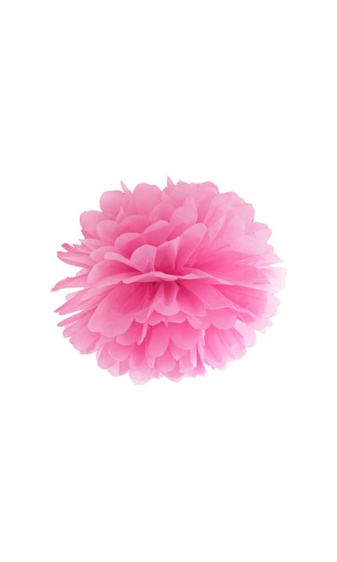 Pompon bibułowy różowy, 35 cm