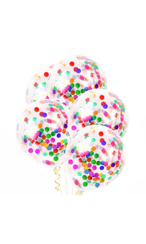 Przezroczyste balony z kolorowym konfetti, 30 cm 3 szt.