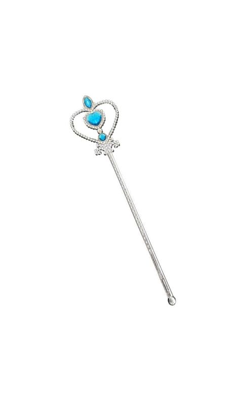 Różdżka wróżki srebrna z niebieskimi kryształami, 32 cm