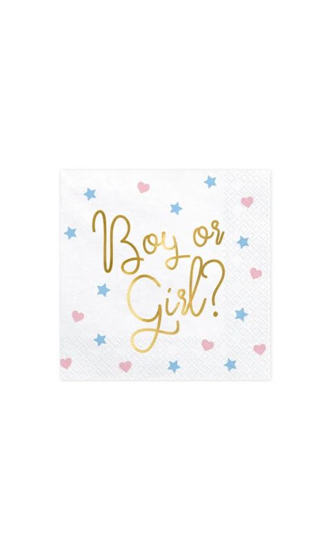 Serwetki papierowe na Baby Shower "Boy or Girl?", 20 szt.