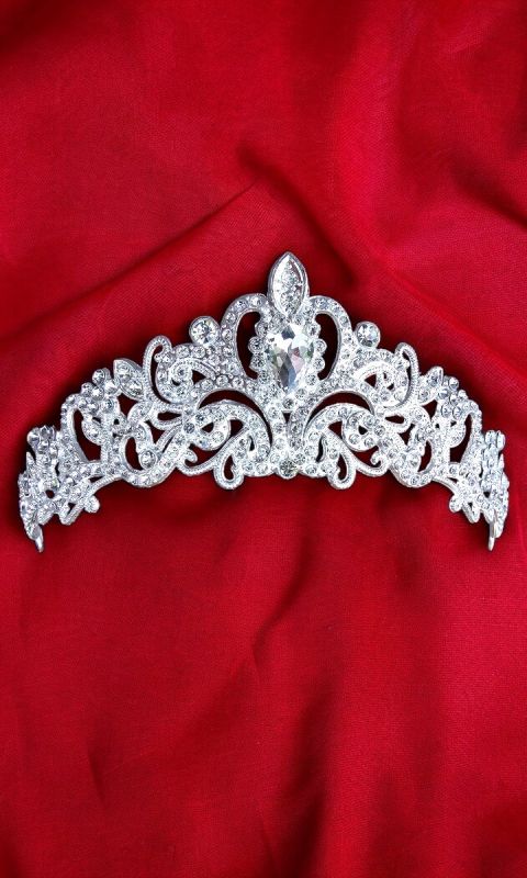 Srebrny diadem ślubny  z cyrkoniami, tiara, korona