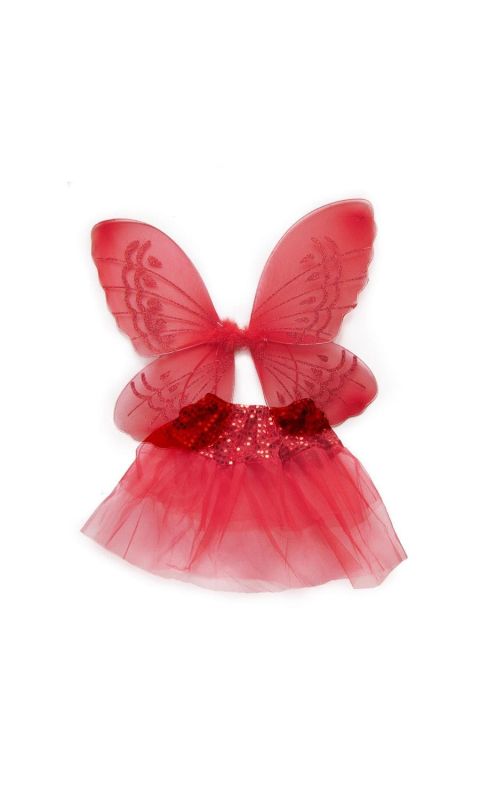 Strój wróżki motylka dla dzieci czerwony (skrzydła, spódniczka)
