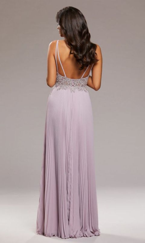 Suknia wieczorowa z plisowaną spódnicą w kolorze fioletowym 34