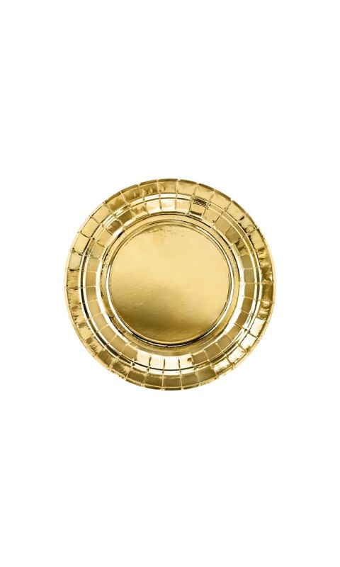 Talerzyki papierowe okrągłe złote małe, 18 cm
