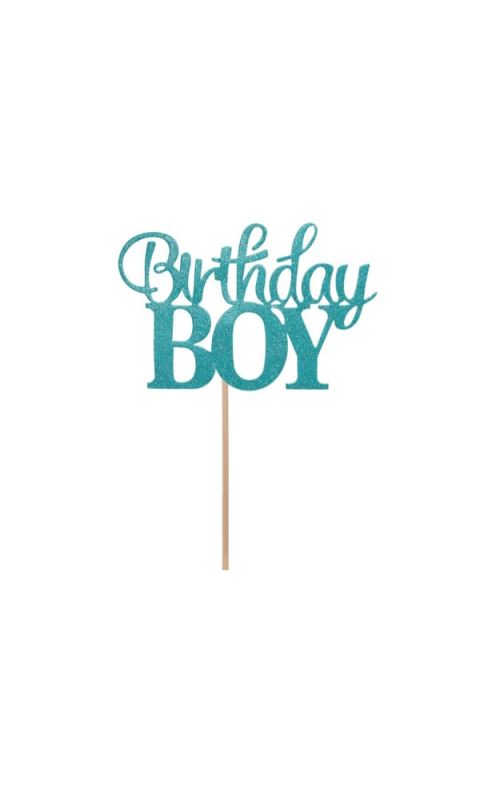 Topper urodzinowy na tort Birthday Boy niebieski
