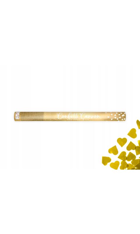 Tuba strzelająca konfetti 60cm ślub serca złote