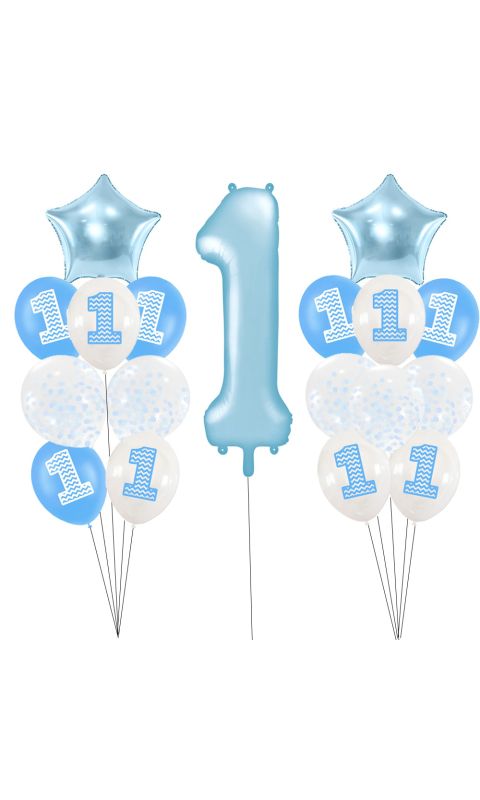 Zestaw Balonów na Roczek dla Chłopca niebieski