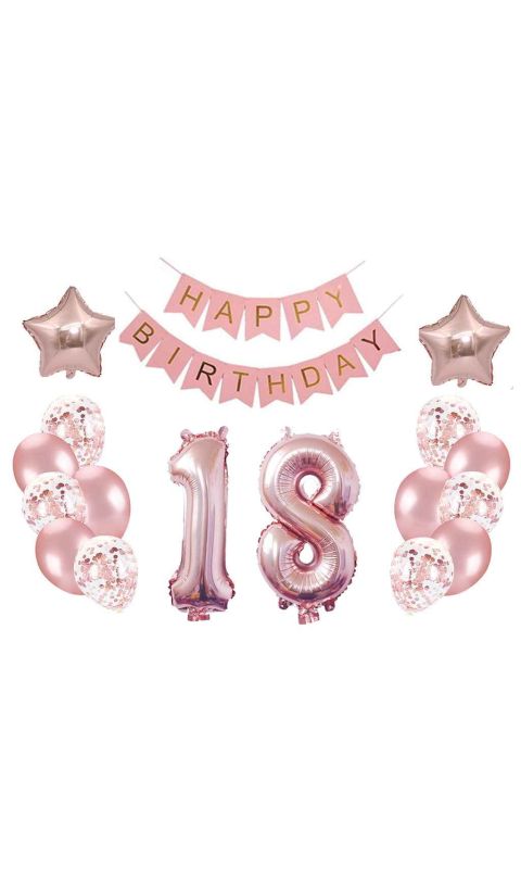 Zestaw balonów na 18 urodziny różowe złoto