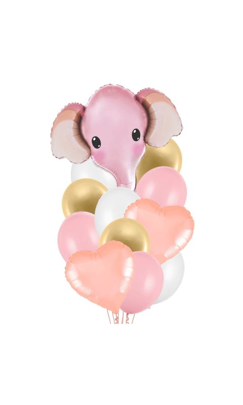 Zestaw balonów na Baby Shower dla dziewczynki różowy słoń