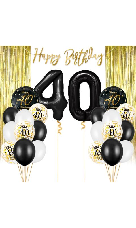 Zestaw balonowy na 40 urodziny czarno złoty