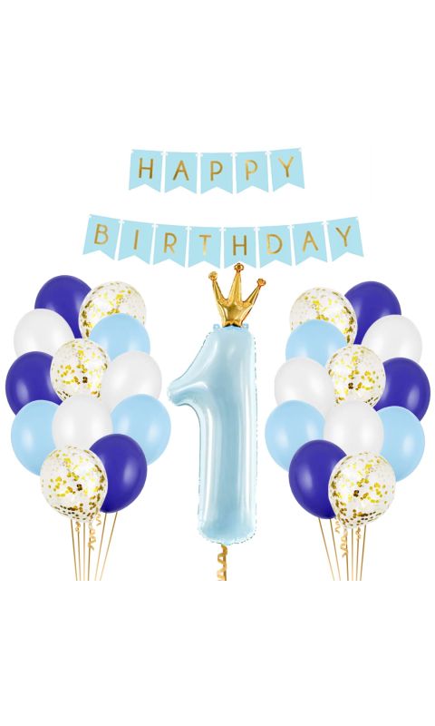 Zestaw balonowy na roczek dla chłopczyka niebieski XXL