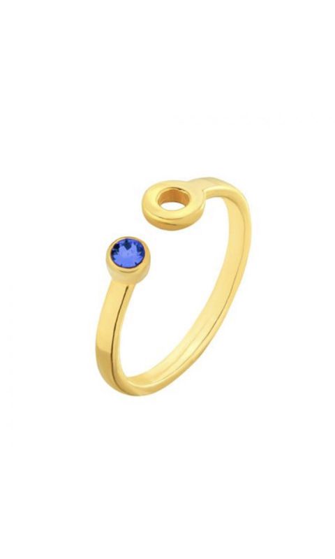 Złoty pierścionek z karmą i kryształkiem Capri Blue SWAROVSKI CRYSTAL