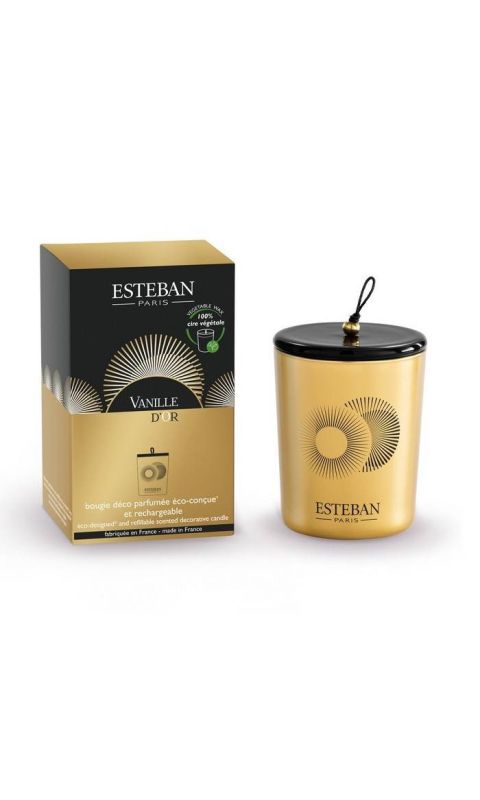 Świeca zapachowa 180 g + ceramiczna przykrywka Vanille d'Or Esteban