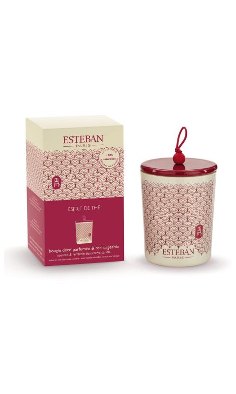 Świeca zapachowa 180 g Esprit de thé + ceramiczna przykrywka Esteban