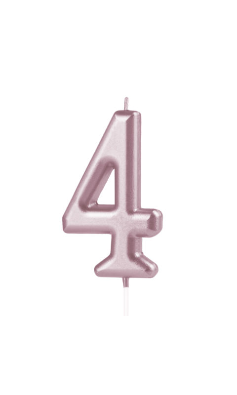 Świeczka urodzinowa na tort Cyfra 4, różowe złoto, 10 cm