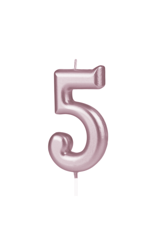 Świeczka urodzinowa na tort Cyfra 5, różowe złoto, 10 cm