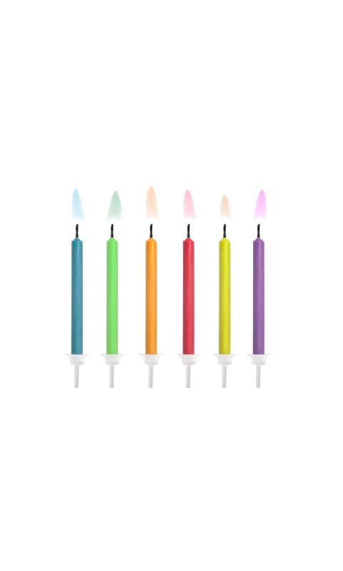 Świeczki urodzinowe magiczne kolorowe płomienie