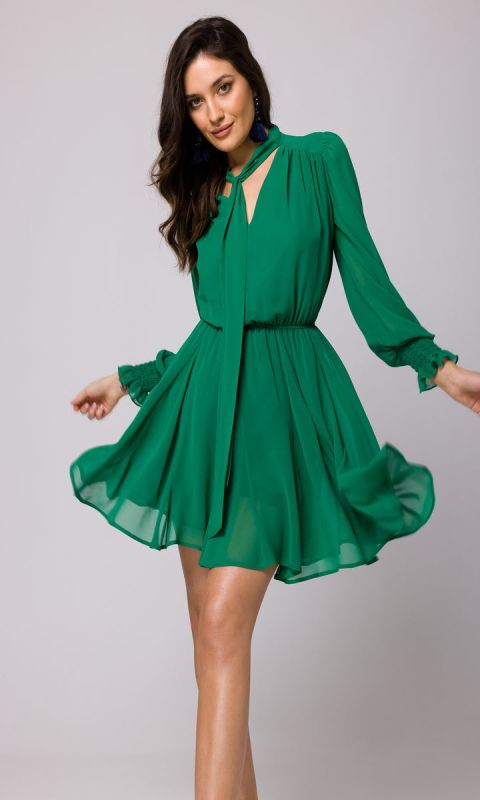 Sukienka szyfonowa z klinami-soczysty zielony