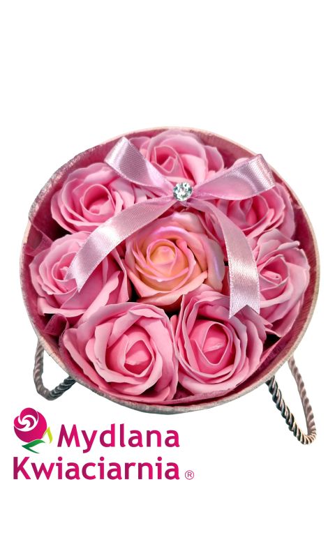 Flower box Bajka - różowe róże mydlane