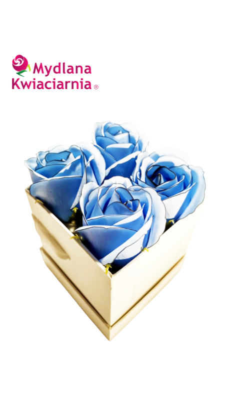 Flower Box 4YOU - niebieskie róże z obwódką
