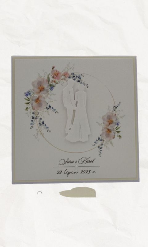 Kartka na ślub w ozdobnej kopercie, W76