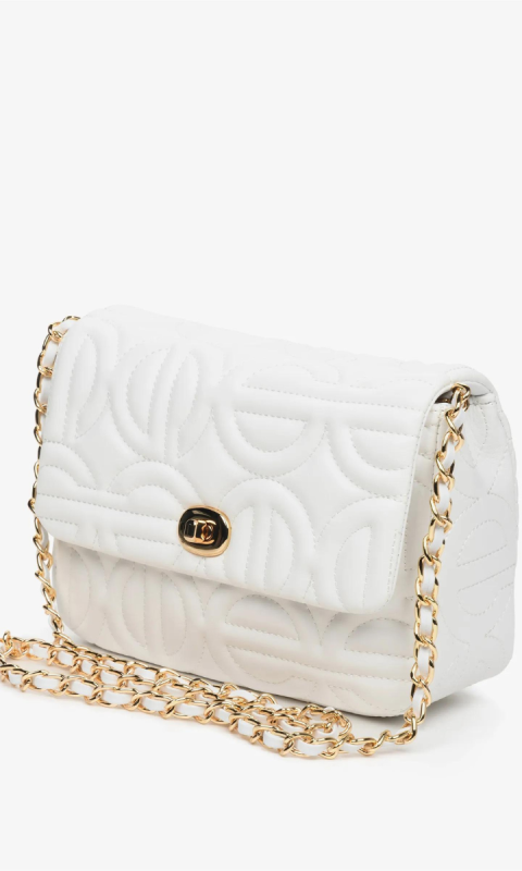 Mała biała torebka damska ze złotym łańcuszkiem Estro ER00112087