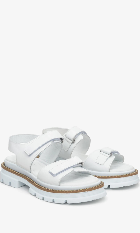 Białe skórzane sandały damskie na masywnej platformie Estro ER00113081 36