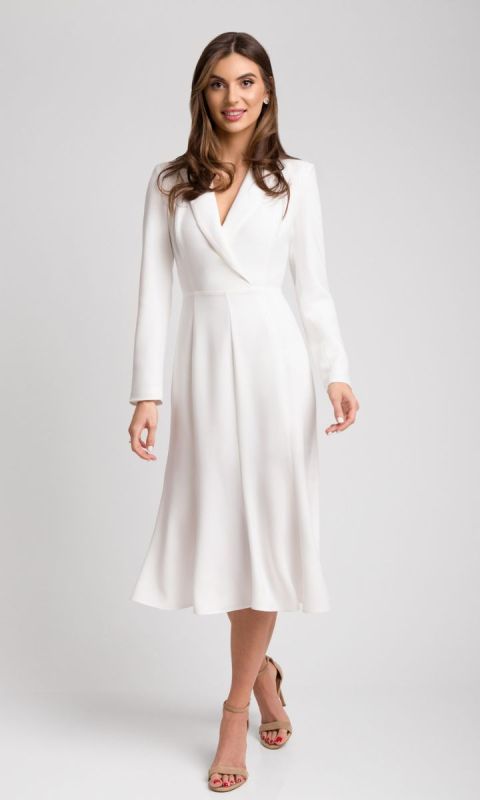 Biała sukienka o kroju marynarki Noemi