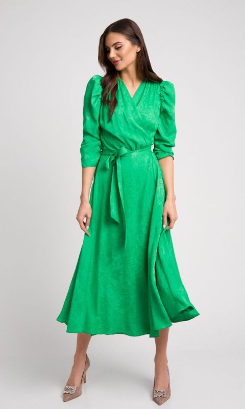 Zielona kopertowa sukienka midi Trinity_40