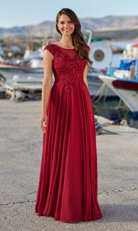 Szyfonowa suknia wieczorowa w kolorze Rio Red