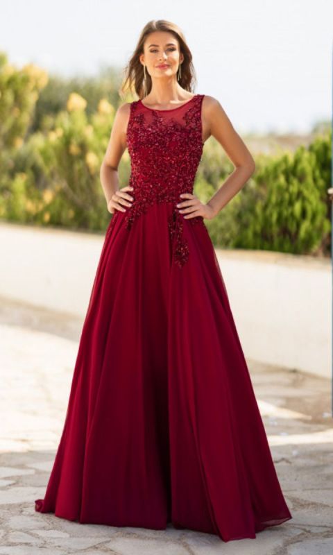 Suknia wieczorowa z szyfonową podszewką w kolorze Rio Red