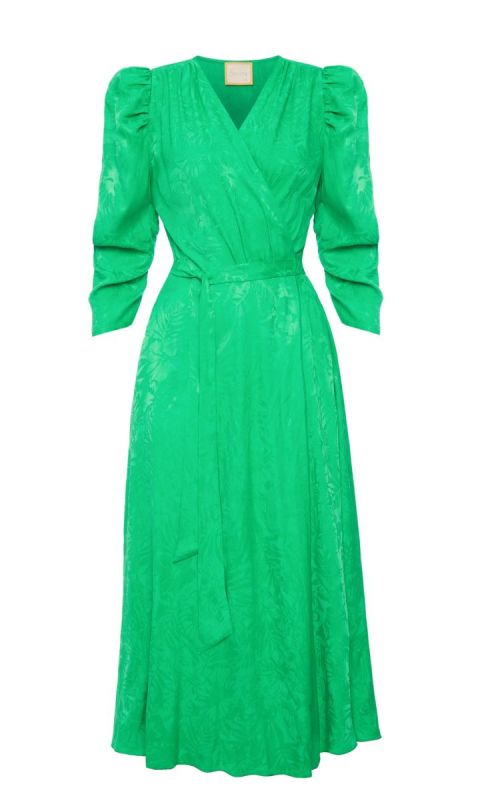 Zielona kopertowa sukienka midi Trinity