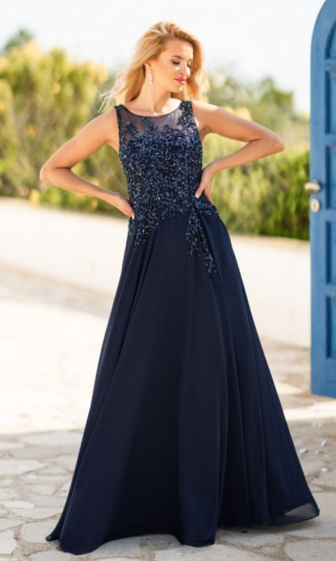 Suknia wieczorowa z podszewką z szyfonu w kolorze twilight blue