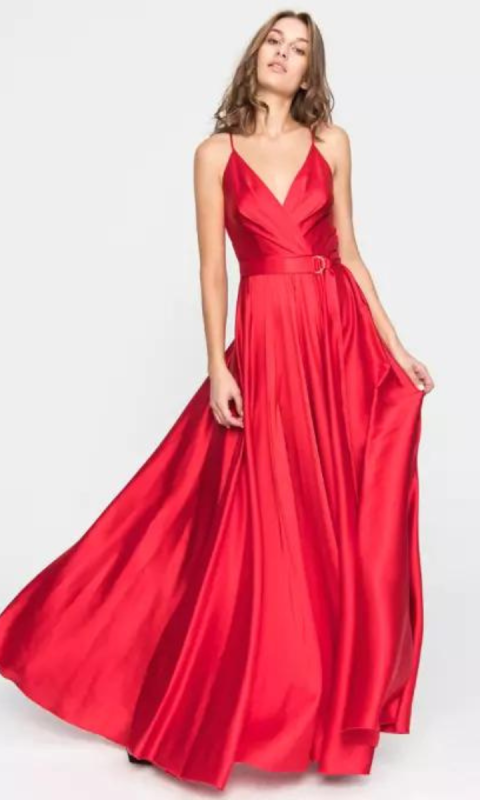 Długa suknia z Satyny Czerwona