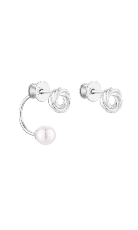 Srebrne asymetryczne kolczyki węzełki z perłami 