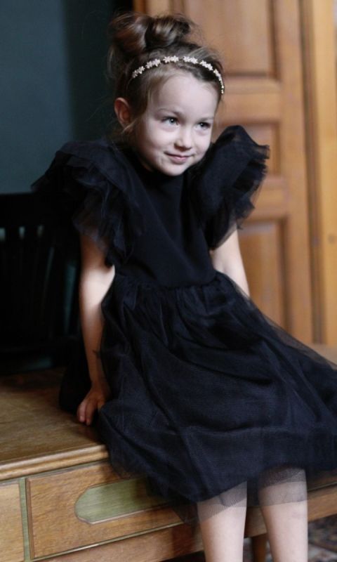 Sukienka z tiulem, LILY, czarna