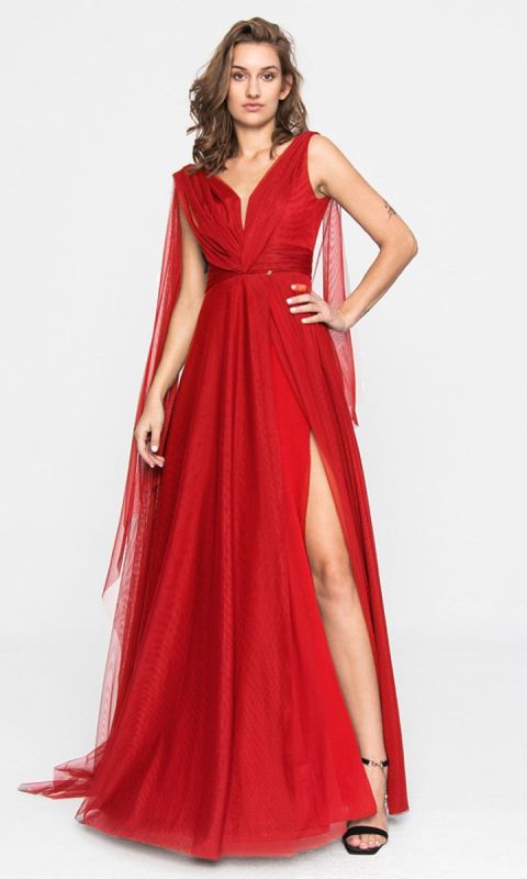 Suknia TIulowa Terracotta Czerwień