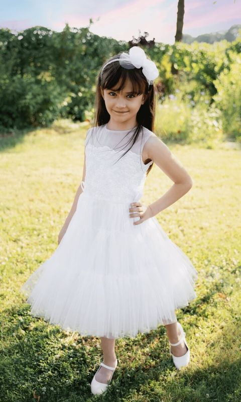 Anastazja biała sukienka tiulowa dziewczęca
