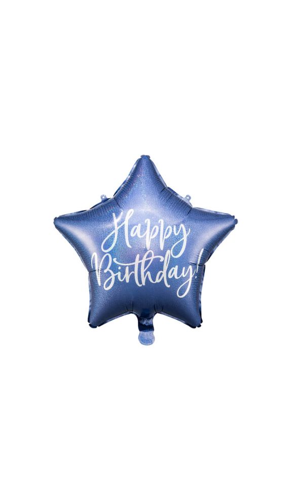 Balon foliowy Happy Birthday gwiazdka granat, 40 cm